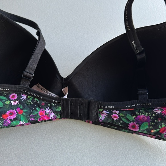 Floral Print Women's Bra - Black and Pink - Picture 2 of 3